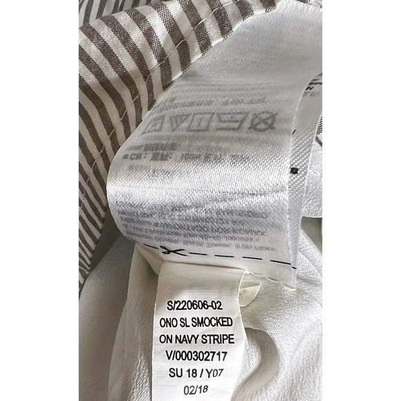 Old Navy Sleeveless Smocked Dress Womens Sz‎ Large Tall Striped White Gray Brown - Picture 5 of 16